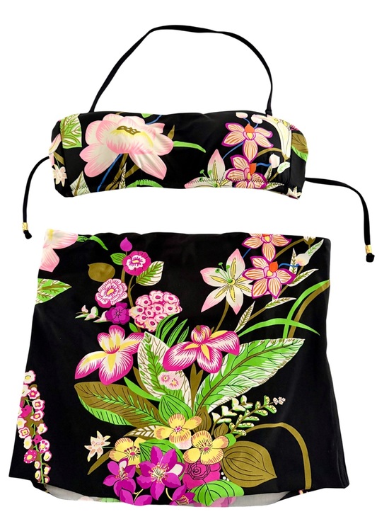 Trina Turk Other - Trina Turk Black Floral Tankini Set - Pink & Green Flower Print Size 6